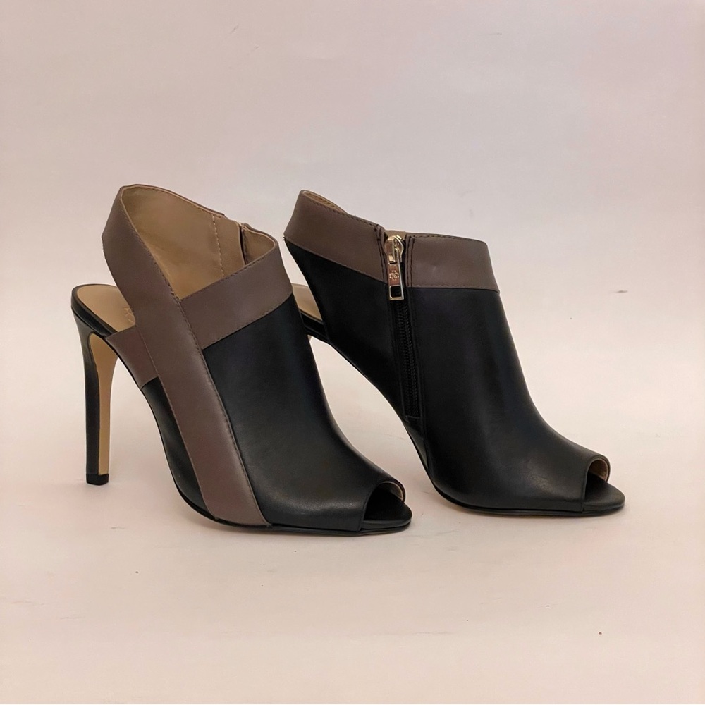 Ann Taylor Black and Brown Peep-Toe Heels